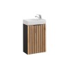 Set mobilier de baie Xilo, MDF, PAL melaminat, gri antracit/stejar wotan, lavoar Vedea, L.40 cm, SET-XIL VEDEA 40CM