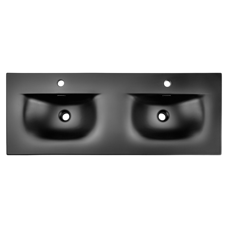 Lavoar cu 2 cuve Sky, ceramica, negru mat, L.121 cm, SKY 1 BLACK MATT 120D DP ( E-8099-120D )
