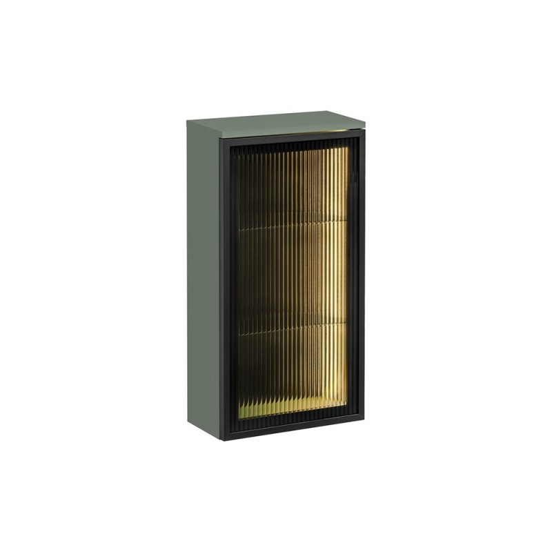 Dulap suspendat Sombra Green, iluminare LED, PAL melaminat, verde olive, sticla, 1 usa, L.40 cm, SOMBRA GREEN 83-40-1DG
