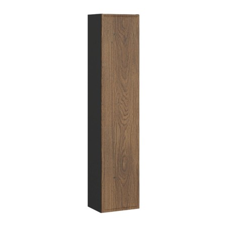 Dulap inalt Talia Casella, MDF, PAL melaminat, negru mat/stejar casella, 1 usa, H.140 cm, TALIA CASELLA 80-30-1D