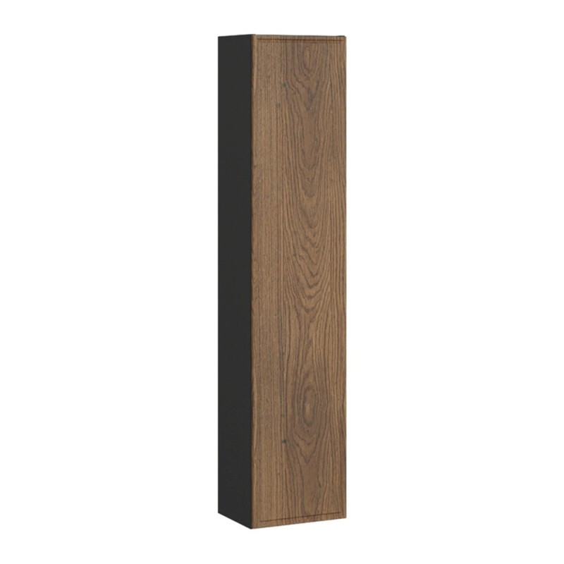 Dulap inalt Talia Casella, MDF, PAL melaminat, negru mat/stejar casella, 1 usa, H.140 cm, TALIA CASELLA 80-30-1D