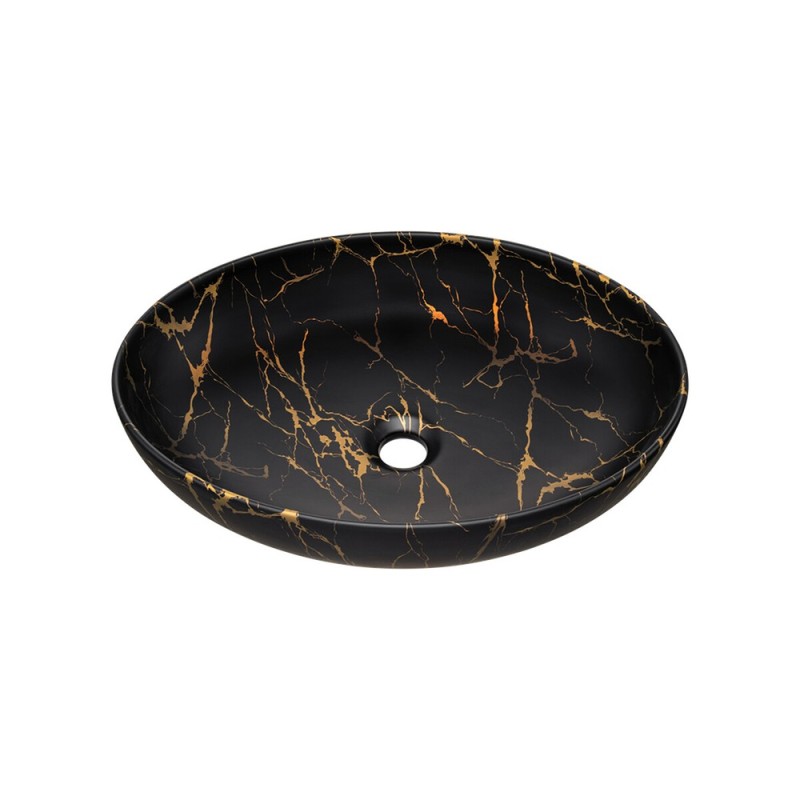 Lavoar Mona, ceramica, negru mat/auriu, L.52 cm, UN-MONA-MB12