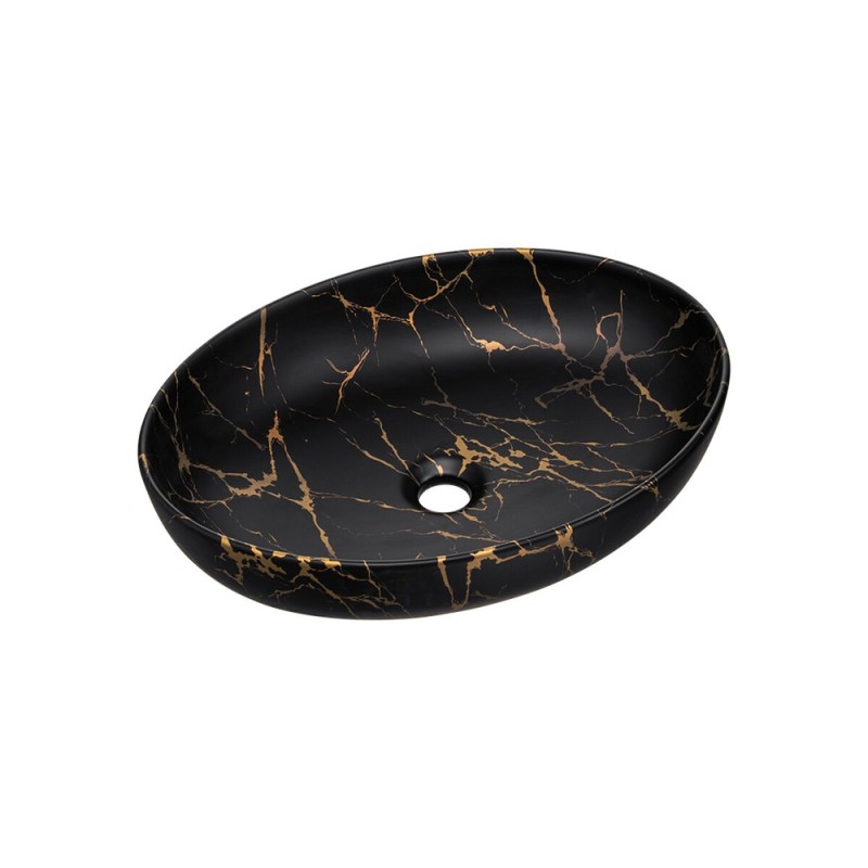 Lavoar Mona, ceramica, negru mat/auriu, L.52 cm, UN-MONA-MB12