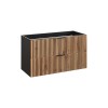 Dulap lavoar Xilo, MDF, PAL melaminat, gri antracit/stejar wotan, 2 sertare, L.100 cm, XILO BLACK WOTAN 82-100-D-2S