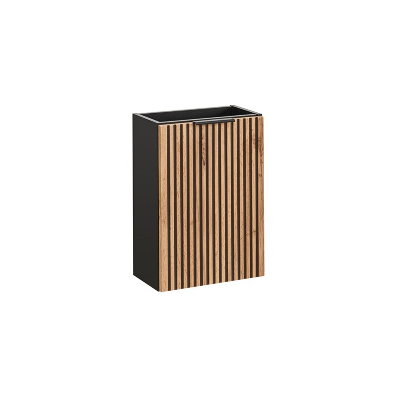 Dulap lavoar Xilo, MDF, PAL melaminat, gri antracit/stejar wotan, 1 usa, L.40 cm, XILO BLACK WOTAN 82-40-D-1D