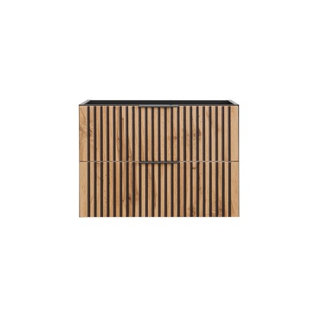 Dulap lavoar Xilo, MDF, PAL melaminat, gri antracit/stejar wotan, 2 sertare, L.80 cm, XILO BLACK WOTAN 82-80-D-2S