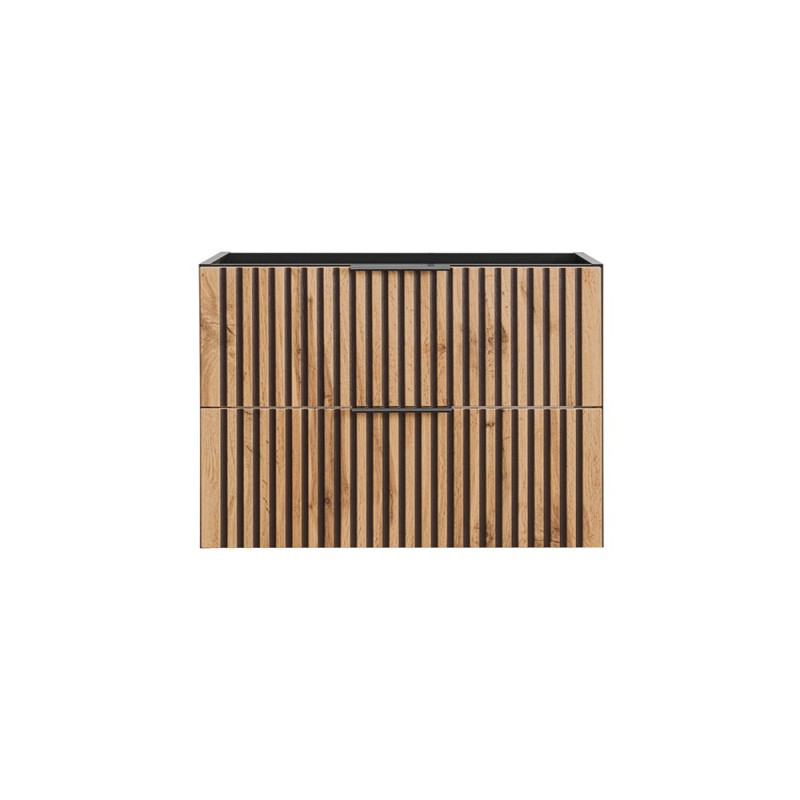 Dulap lavoar Xilo, MDF, PAL melaminat, gri antracit/stejar wotan, 2 sertare, L.80 cm, XILO BLACK WOTAN 82-80-D-2S