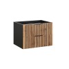 Dulap lavoar Xilo, MDF, PAL melaminat, gri antracit/stejar wotan, 2 sertare, L.80 cm, XILO BLACK WOTAN 82-80-D-2S