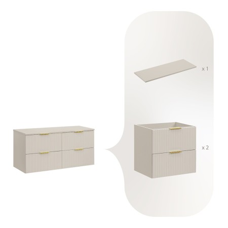 Set de mobilier de baie Adel Cashmere, MDF, PAL melaminat, blat cashmere mat, L.120 cm, SET-ADC B CASHMERE 120CM