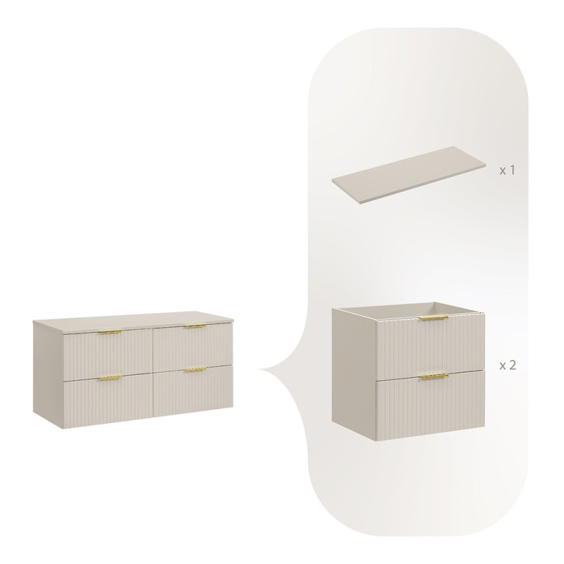Set de mobilier de baie Adel Cashmere, MDF, PAL melaminat, blat cashmere mat, L.120 cm, SET-ADC B CASHMERE 120CM