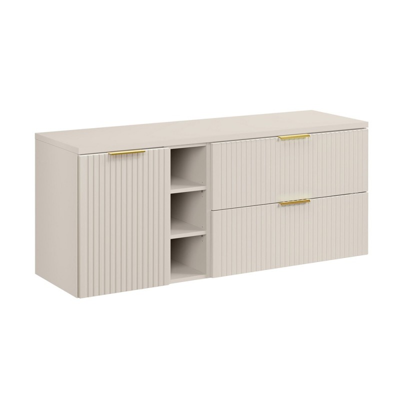 Set de mobilier de baie Adel Cashmere, MDF, PAL melaminat, blat cashmere mat, L.140 cm, SET-ADC B CASHMERE 140CM LB