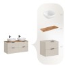Set de mobilier de baie Adel Cashmere, MDF, PAL melaminat, cashmere mat, blat stejar wotan și 2 lavoare de blat Smile 40, L.120 cm, SET-ADC B WOTAN 120CM SMILE 40