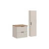 Set de mobilier de baie Adel Cashmere, MDF, PAL melaminat, cashmere mat, blat stejar wotan, dulap înalt H.140 cm, SET-ADC B WOTAN 60CM HC