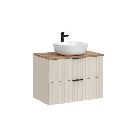 Set de mobilier de baie Adel Cashmere, MDF, PAL melaminat, blat stejar wotan, L.80 cm, lavoar Smile 40, SET-ADC B WOTAN 80CM SMILE 40