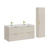 Set de mobilier de baie Adel Cashmere, MDF, PAL melaminat, cashmere mat, lavoar SKY, L.120 cm, dulap înalt H.140 cm, SET-ADC 120CM SKY HIGH CABINET