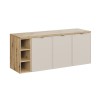 Set mobilier baie Bella Cashmere, MDF, PAL melaminat, cashmir mat, blat stejar artizan, L.140 cm, SET-BC B ARTISAN 140CM R