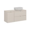 Set mobilier baie Bella Cashmere, MDF, PAL melaminat, cashmir mat, blat cashmir mat, L.120 cm, lavoar Smile 50, SET-BC B CASHMERE 120CM UN SMILE 50