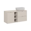 Set mobilier baie Bella Cashmere, MDF, PAL melaminat, cashmir mat, blat cashmir mat, L.120 cm, lavoar Smile 50, SET-BC B CASHMERE 120CM UN SMILE 50 LB