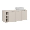 Set mobilier baie Bella Cashmere, MDF, PAL melaminat, cashmir mat, blat cashmir mat, L.140 cm, lavoar Nika, SET-BC B CASHMERE 140CM UN NIKA WH