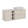 Set mobilier baie Bella Cashmere, MDF, PAL melaminat, cashmir mat, blat cashmir mat, L.140 cm, lavoar Trust, SET-BC B CASHMERE 140CM UN TRUST WH