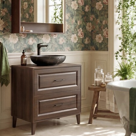 Set mobilier de baie Dorothy Ristretto, MDF, PAL melaminat, stejar ristretto, blat stejar ristretto, L.60 cm, SET-DOR B 60CM