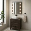 Set mobilier de baie Dorothy Ristretto, MDF, PAL melaminat, stejar ristretto, blat stejar ristretto, L.80 cm, oglinda LED, SET-DOR B 80CM MC