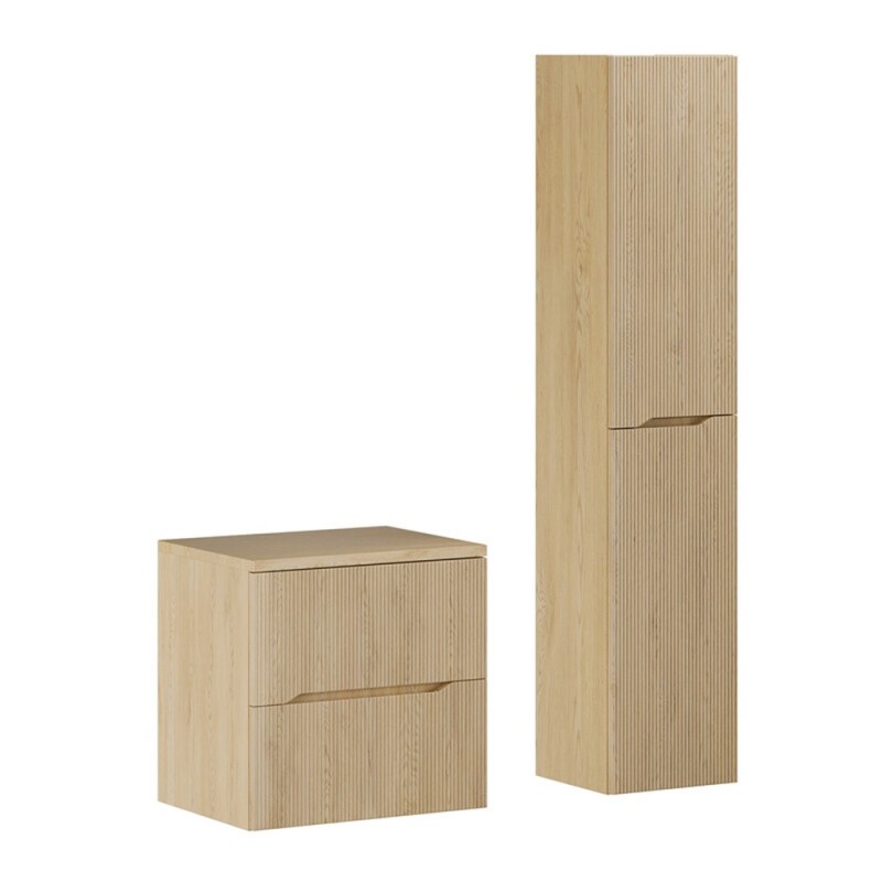 Set mobilier de baie Nordic Cremona, MDF, PAL melaminat, stejar cremona, blat stejar cremona, L.60 cm, dulap inalt H.170 cm, SET-NC B CREMONA 60CM HC