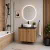Set mobilier de baie Nova Oak, PAL melaminat, stejar evoke, blat negru mat, L.80 cm, SET-NOA B BLACK 80CM D