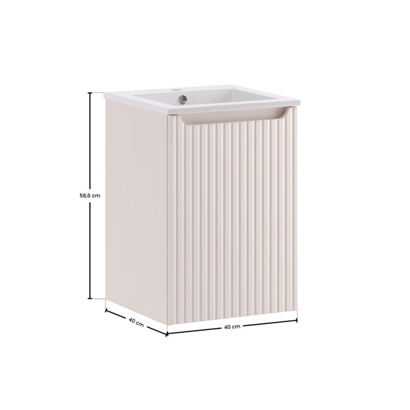 Set mobilier de baie Nova Cashmere, MDF, PAL melaminat, cashmir mat, lavoar Comad, L.40 cm, SET-NOC 40CM D SQUARE
