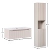 Set mobilier de baie Nova Cashmere, MDF, PAL melaminat, cashmir mat, lavoar Sky, L.80 cm, dulap inalt H.140 cm, SET-NOC 80CM 1S SKY 3 HC