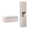 Set mobilier de baie Nova Cashmere, MDF, PAL melaminat, cashmir mat, lavoar Sky, L.80 cm, dulap inalt H.140 cm, SET-NOC 80CM 1S SKY 3 HC