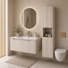 Set mobilier de baie Nova Cashmere, MDF, PAL melaminat, cashmir mat, lavoar Sky, L.80 cm, dulap inalt H.140 cm, SET-NOC 80CM 1S SKY 3 HC