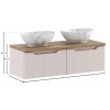 Set mobilier de baie Nova Cashmere, MDF, PAL melaminat, cashmir mat, blat stejar evoke, L.100 cm, lavoare Pati, SET-NOC B OAK 100CM 1S UN PATI