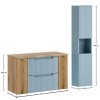 Set mobilier de baie Nova Denim, MDF, PAL melaminat, denim/stejar evoke, blat stejar evoke, L.100 cm, dulap inalt H.140 cm, SET-NOD B NAT OAK 100CM S HC