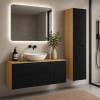 Set mobilier de baie Ocean Black, MDF, PAL melaminat, negru mat/stejar uleiat, blat stejar uleiat, L.120 cm, lavoar Cloud, dulap inalt H.170 cm, SET-OCBL B 120CM S UN CLOUD HC2D