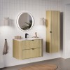 Set mobilier de baie Ovalia Cremona, MDF, PAL melaminat, stejar cremona, lavoar Pure, L.80 cm, dulap inalt H.140 cm, SET-OVC 80CM UM PURE HC
