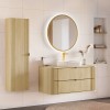 Set mobilier de baie Ovalia Cremona, MDF, PAL melaminat, stejar cremona, blat stejar cremona, L.120 cm, lavoar Beyond, dulap inalt H.140 cm, SET-OVC B CREMONA 120CM UN BEYOND WH HC