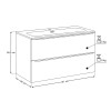 Set mobilier de baie Sombra Green, PAL melaminat, verde olive, lavoar Fly, L.100 cm, SET-SOG 100CM FLY