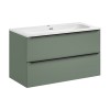 Set mobilier de baie Sombra Green, PAL melaminat, verde olive, lavoar Fly, L.100 cm, SET-SOG 100CM FLY