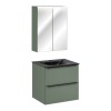 Set mobilier de baie Sombra Green, PAL melaminat, verde olive, lavoar Sky, L.60 cm, dulap cu oglinda suspendat, SET-SOG 60CM SKY MC
