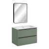 Set mobilier de baie Sombra Green, PAL melaminat, verde olive, lavoar Fly, L.80 cm, oglinda LED, SET-SOG 80CM FLY LU