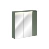 Dulap cu oglinda suspendat Sombra Green, iluminare LED, PAL melaminat, verde olive, sticla, 2 usi, L.80 cm, SET-SOG 80CM MC