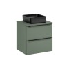 Set mobilier de baie Sombra Green, PAL melaminat, verde olive, blat verde olive, L.60 cm, lavoar Slim, SET-SOG B GREEN 60CM UN SLIM-BL