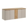 Set mobilier de baie Viva Cashmere, MDF, PAL melaminat, cashmir mat, blat stejar evoke, L.140 cm, SET-VIC B OAK 140CM D