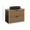 Set mobilier de baie Xilo, MDF, PAL melaminat, gri antracit/stejar wotan, blat stejar wotan, L.80 cm, lavoar River, SET-XIL B NAT WOTAN 80CM UN RIVER