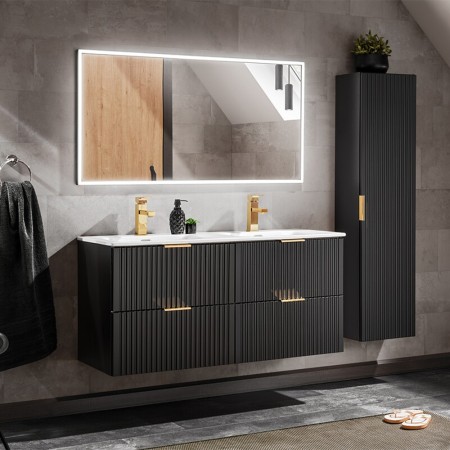 Lavoar de baie cu doua cuve Comad, ceramica, alb lucios, L.120 cm, SKY 120D-8099