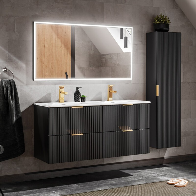 Lavoar de baie cu doua cuve Comad, ceramica, alb lucios, L.120 cm, SKY 120D-8099
