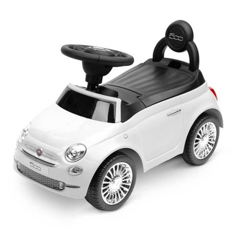 Masinuta copii Fiat 500, metal, plastic, alb, L.28 cm, BLBK000017-WH