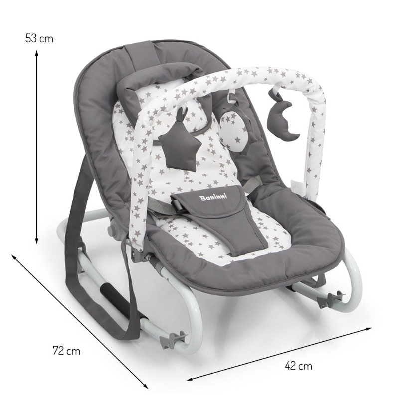 Balansoar pentru bebelusi Stelano, metal, plastic, poliester, gri, L.42 cm, BNBK000010-STAR