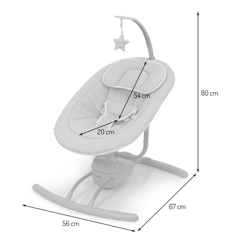 Balansoar pentru bebelusi Sereno, metal, plastic, poliester, gri inchis, H.80 cm, BNBK000012-DGY